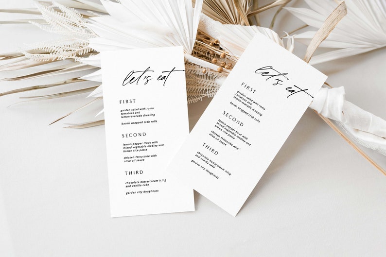 Printable Minimalist Wedding Menu Template, Wedding or Shower Menu Cards, Instant Download, Editable DIY Menu, Editable Menu, Templett PDF image 3