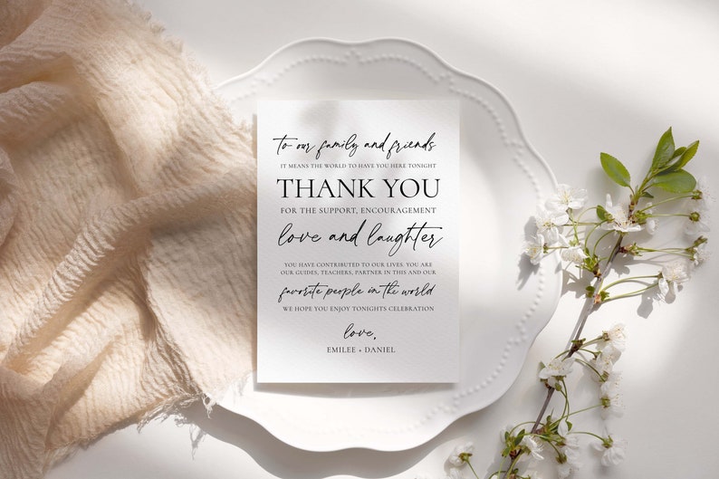 Minimalist Thank You Letter Wedding Napkin Note Thank You - Etsy