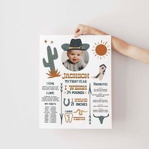 First Rodeo Milestone Poster | Wild West 1st BIrthday Poster Cowboy 1st Birthday | My First Year Milestone Chalkboard | 1st Birthday Photo