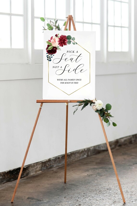 Pick a Seat Not a Side Printable Wedding Sign Template - Etsy