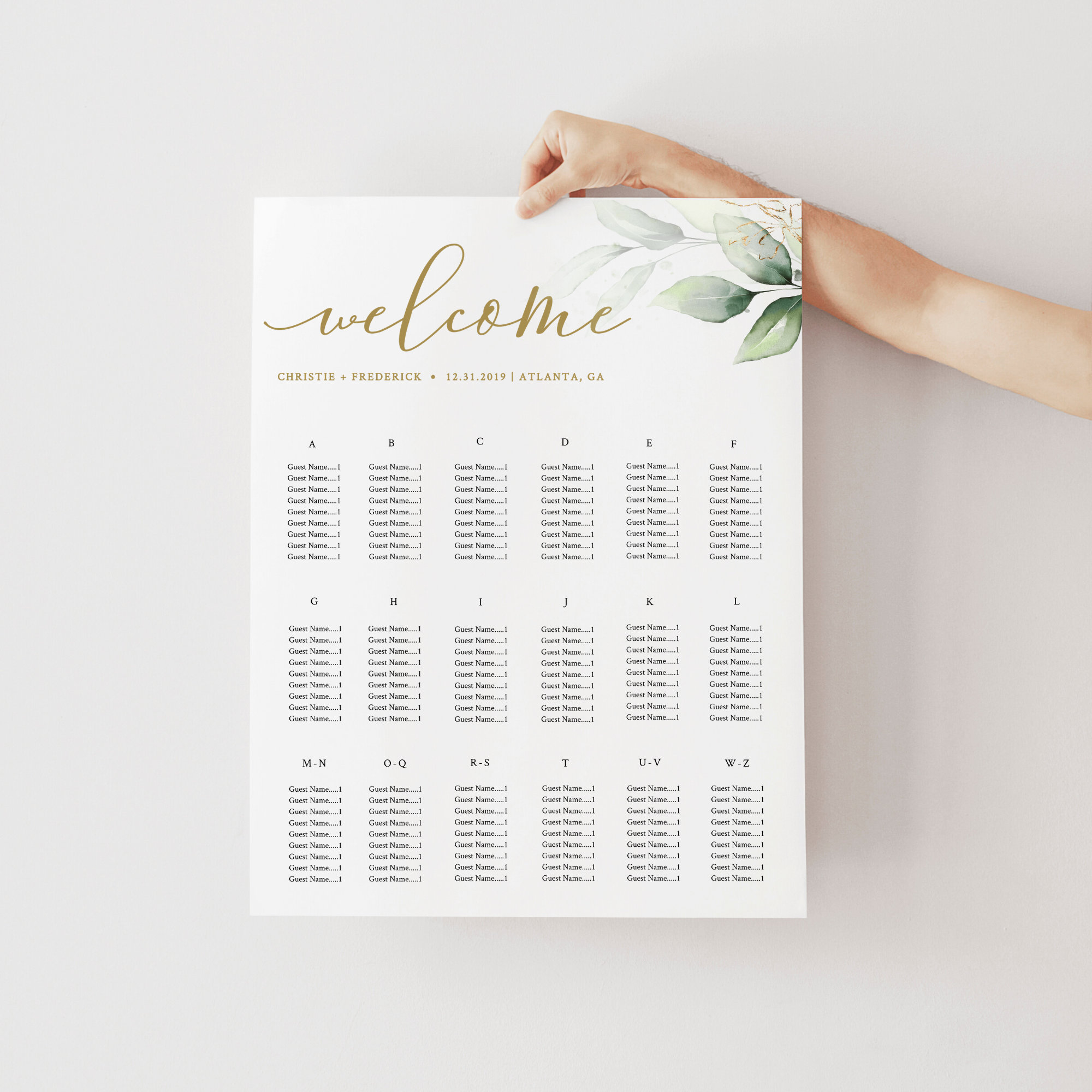 seating-chart-alphabetical-order-eucalyptus-seating-charts-wedding-table-seating-poster-rustic-seating-chart-baby-shower-seating-chart-etsy