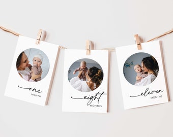 Banner fotografico moderno per il 1° compleanno, banner fotografico mensile per il primo compleanno, foto modificabili del primo anno del bambino, foto stampabile del 1° compleanno