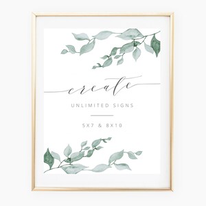 Wedding Sign Printable, Greenery Wedding Sign Template, Custom Table ...