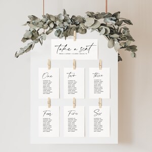 Modern Table Seating Chart Card, Seating Chart Template, Minimal Seating Poster Cards, Table Seating Chart Printable Download, Seating Plan