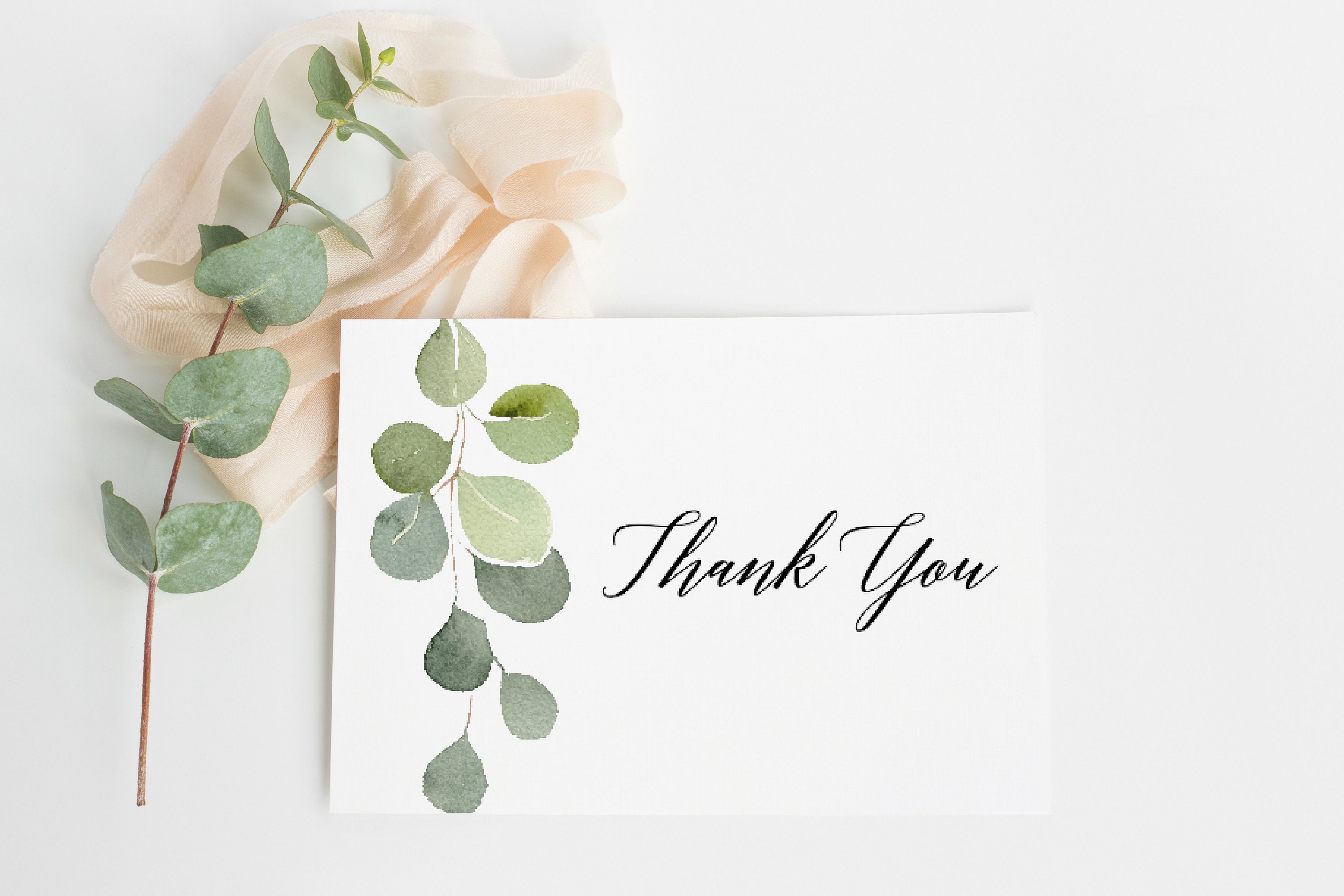 Thank You Card Printable Eucalyptus Thank You Card Thank - Etsy