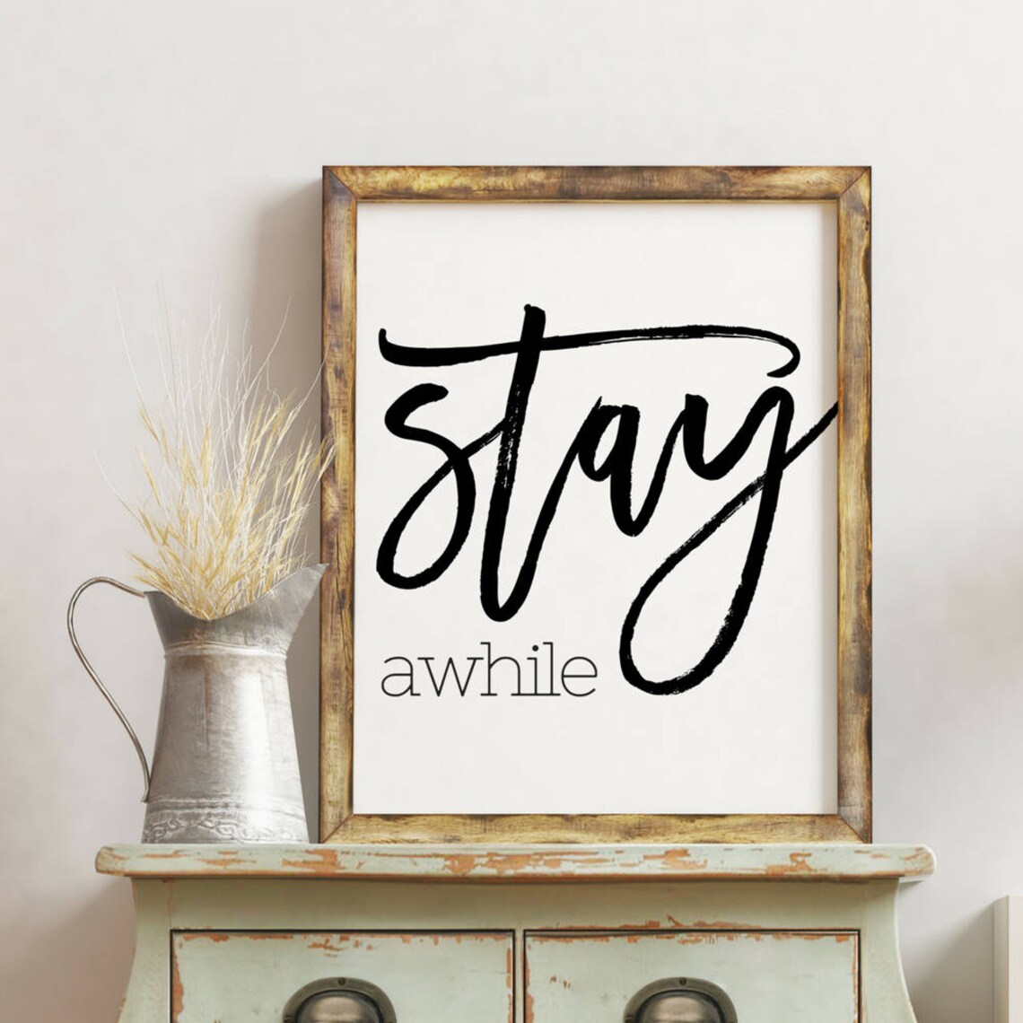 Stay Awhile Print Stay Awhile Sign PDF Printable Home Decor | Etsy