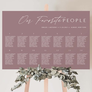 Dusty Rose Seating Chart Template, Wedding Seating Plan, Editable Seating Poster Printable, Printable Seating Chart, Instant Download PDF
