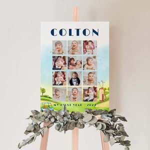 Editable Hole In One 1st Birthday, Baby's First Year Poster, Golf Par-tee First Year Photo Collage Template, 1st Birthday Year in pictures image 3