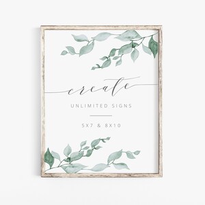 Wedding Sign Printable, Greenery Wedding Sign Template, Custom Table ...