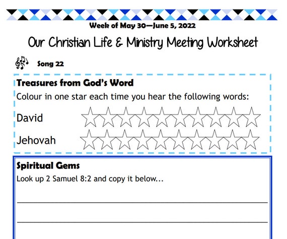 kids watchtower prestudy worksheet may 30 june 5 jw etsy