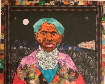 Individual Art Card by Ramsess. Image of Ramsess Quilt Depicting Abolitionist Harriet Tubman. Please order MINIMUM ANY TWO individual cards.