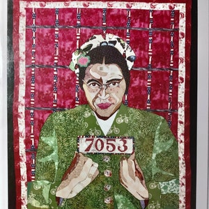 Carte d'art individuelle de Ramsess, image d'une courtepointe représentant la combattante de la liberté Rosa Parks. Veuillez commander AU MOINS DEUX cartes individuelles.