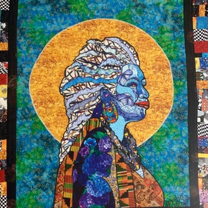 Individuelle Kunstkarte von Ramsess, Bild von Ramsess Quilt mit Autor Toni Morrison.Bitte bestellen Sie MINIMUM ZWEI einzelne Karten.