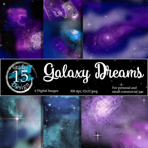 Galaxy Digital Paper-"Galaxy Dreams" nebula digital paper, night skies digital paper, DigiScrap, galaxy scrapbooking, Free Commercial Use