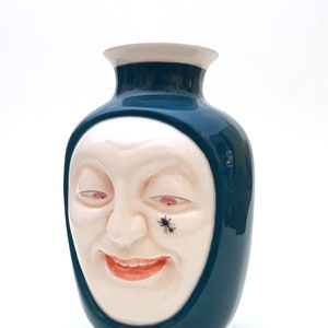 Hand made vase face Turquoise Vasotto