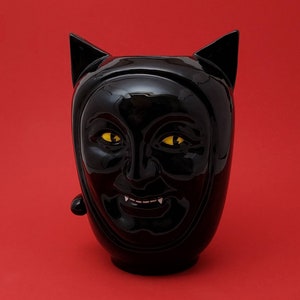 VISOVASO BLACK CAT handmade decorated ceramic vase