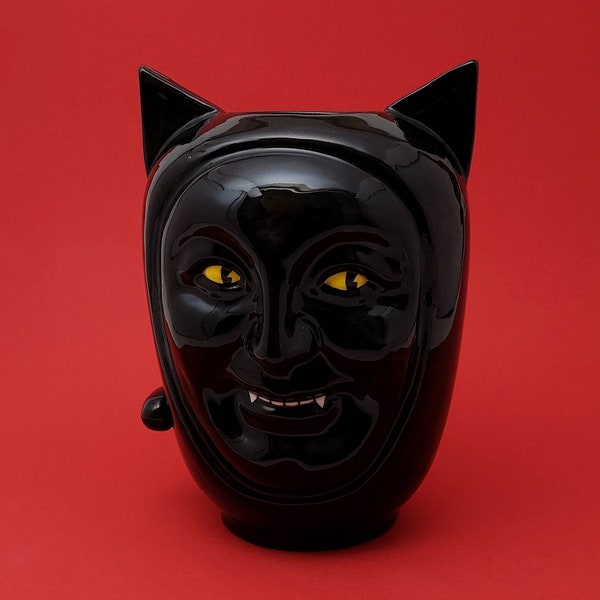 VISOVASO BLACK CAT handmade decorated ceramic vase