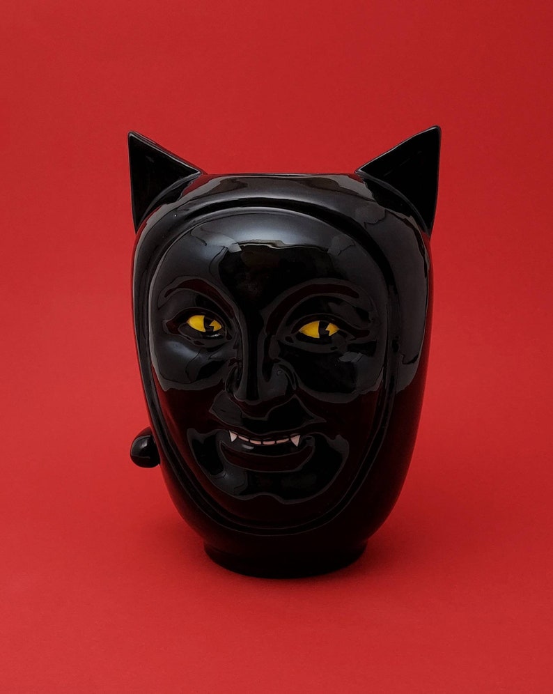 VISOVASO BLACK CAT vase en céramique décoré à la main image 1