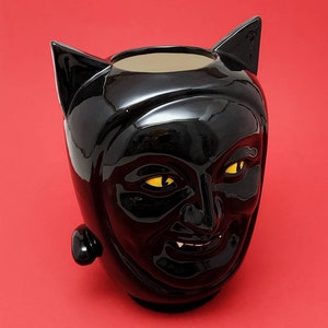 VISOVASO BLACK CAT vase en céramique décoré à la main image 3