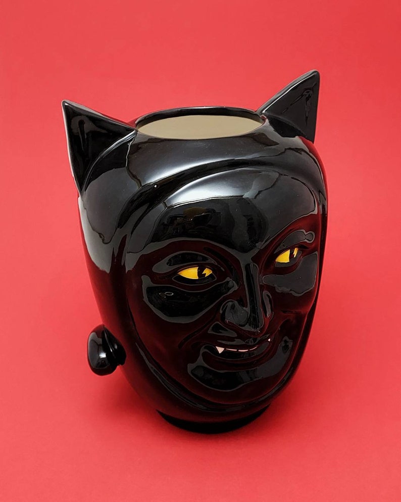 VISOVASO BLACK CAT vase en céramique décoré à la main image 3