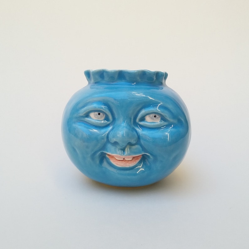 Hand made vase face Turquoise Vasotto