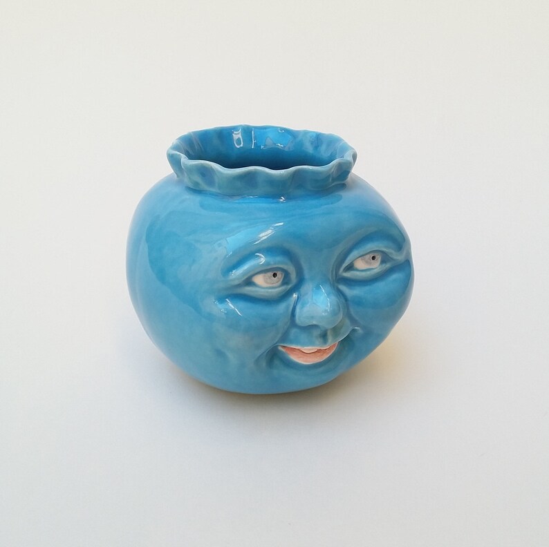 Hand made vase face Turquoise Vasotto