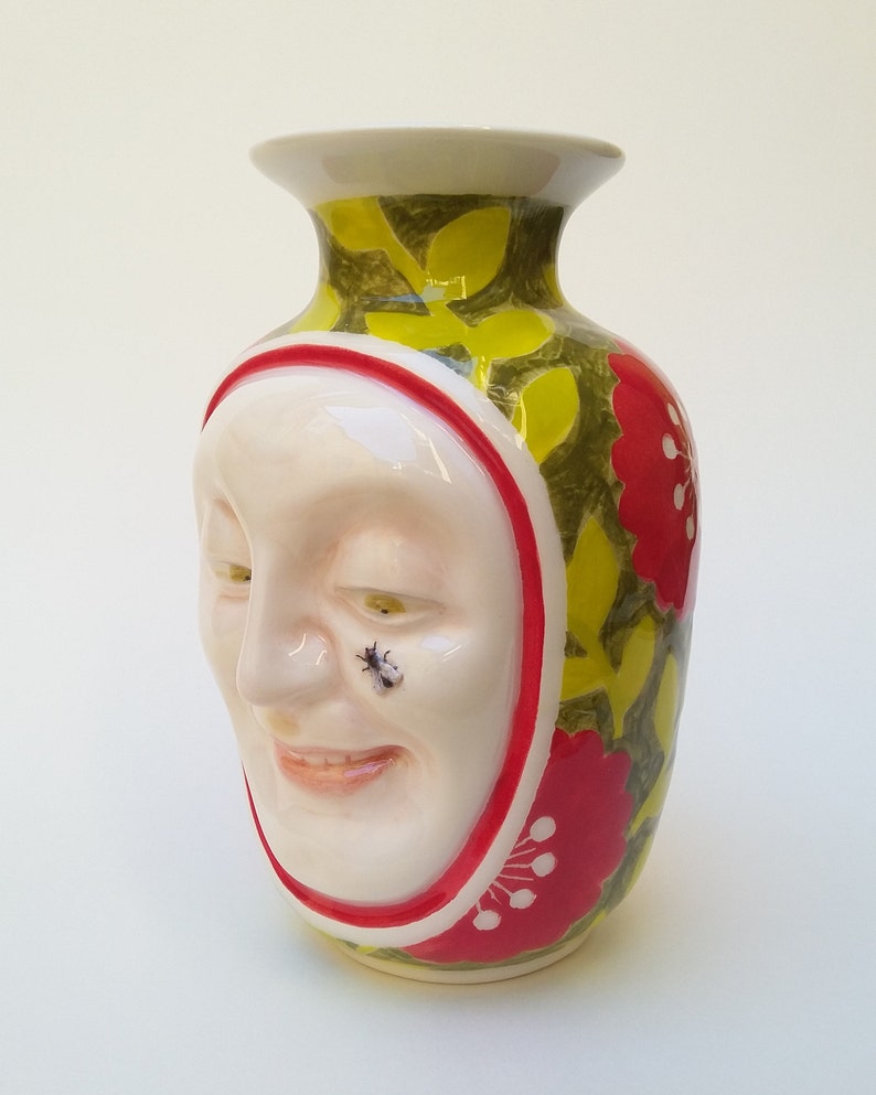 Hand made decorated ceramic vases with face Etsy