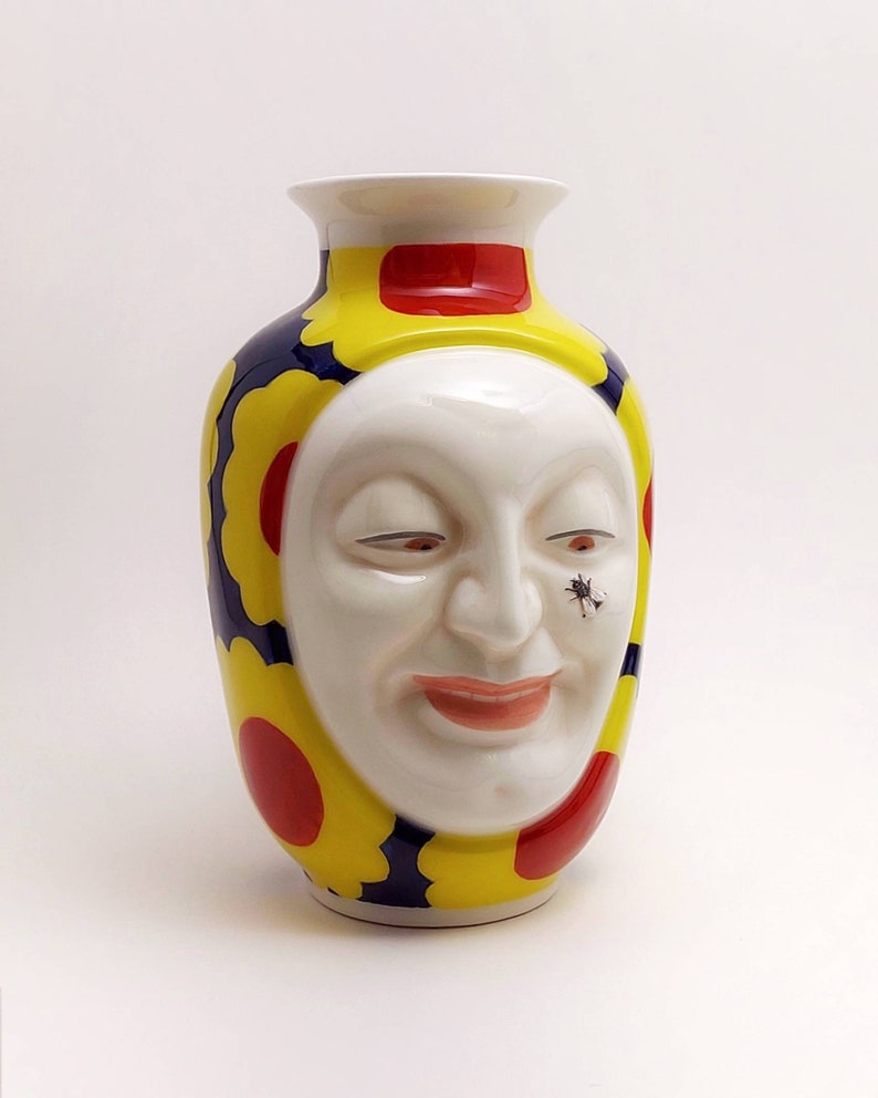 FACE VASE FRIEND FLY vase en céramique décoré à la main image 1