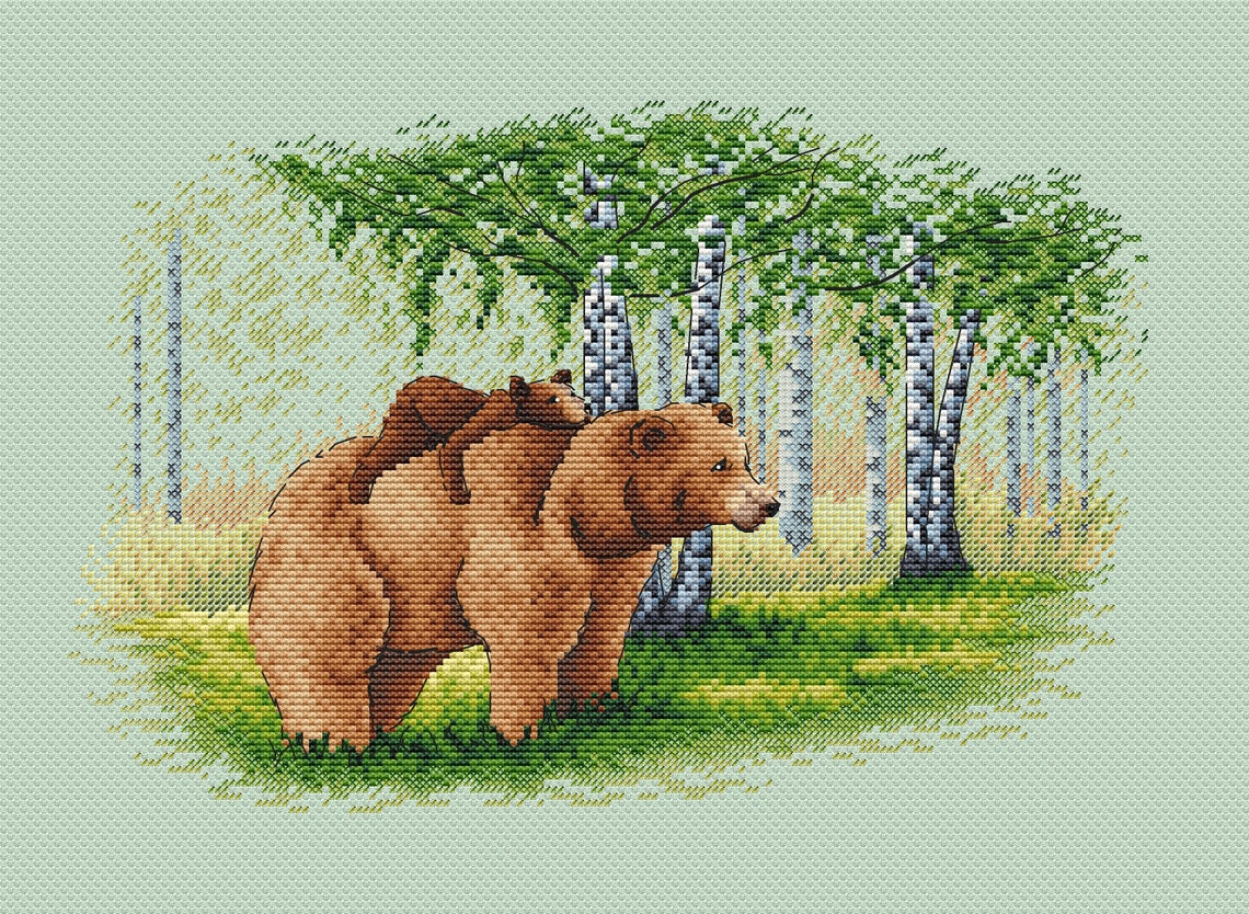 Bear Cross stitch pattern PDF for instant download Digital | Etsy