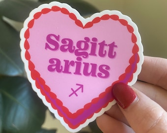 Sagittarius Zodiac Heart Die Cut Sticker | Astrology Sticker | Zodiac Art | Vinyl Waterproof Durable Scratch Resistant Sticker