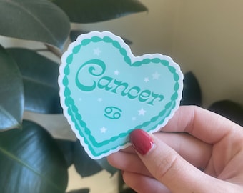 Cancer Zodiac Heart Die Cut Sticker | Astrology Sticker | Zodiac Art | Vinyl Waterproof Durable Scratch Resistant Sticker