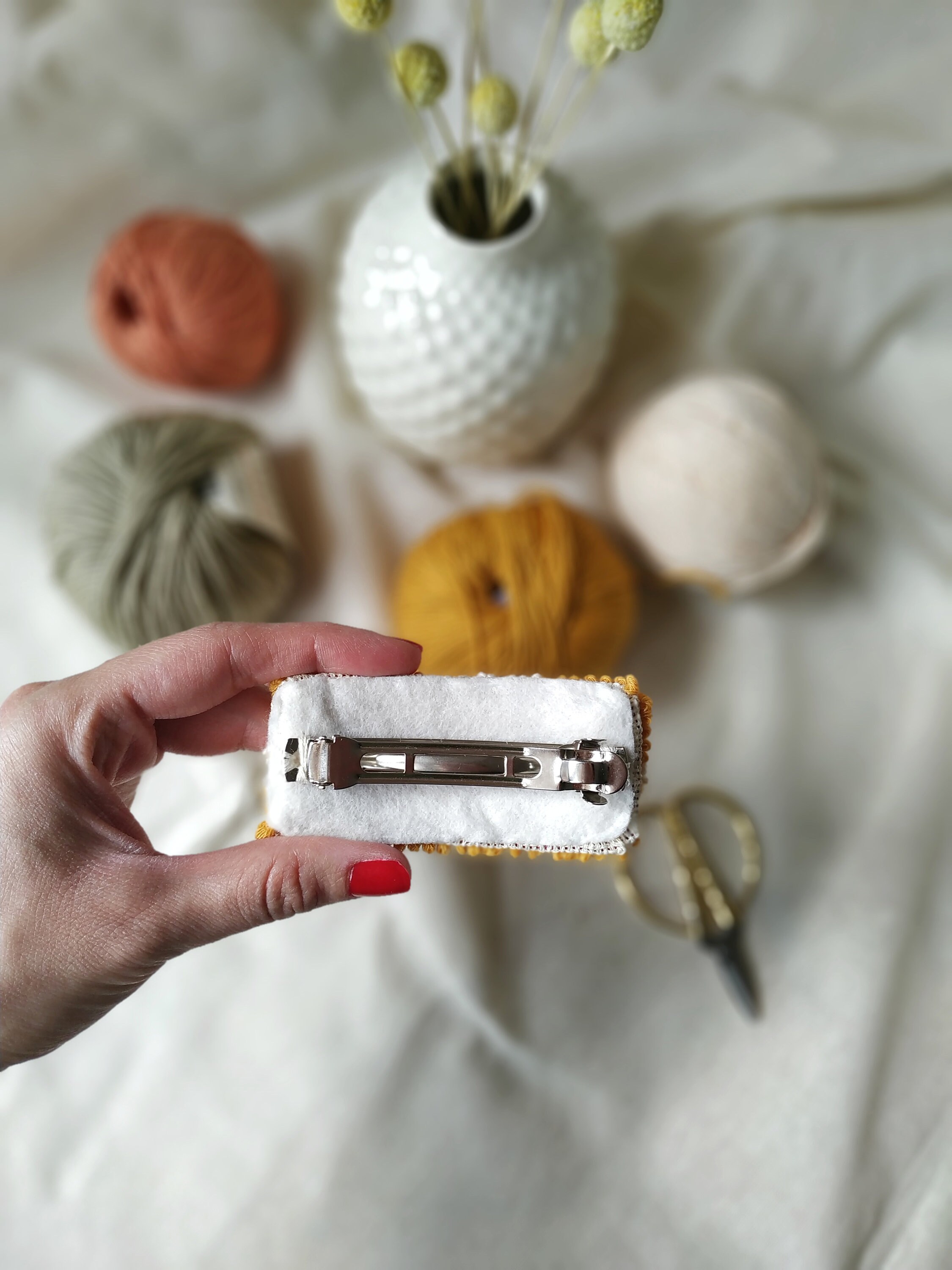 Punch Needle Embroidery Hair Clip Flower Hair Pin Hand Made Etsy