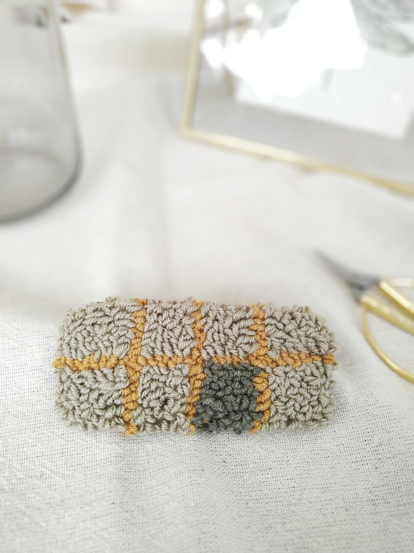 Punch Needle Embroidery Hair Clip Flower Hair Pin Hand Made Etsy