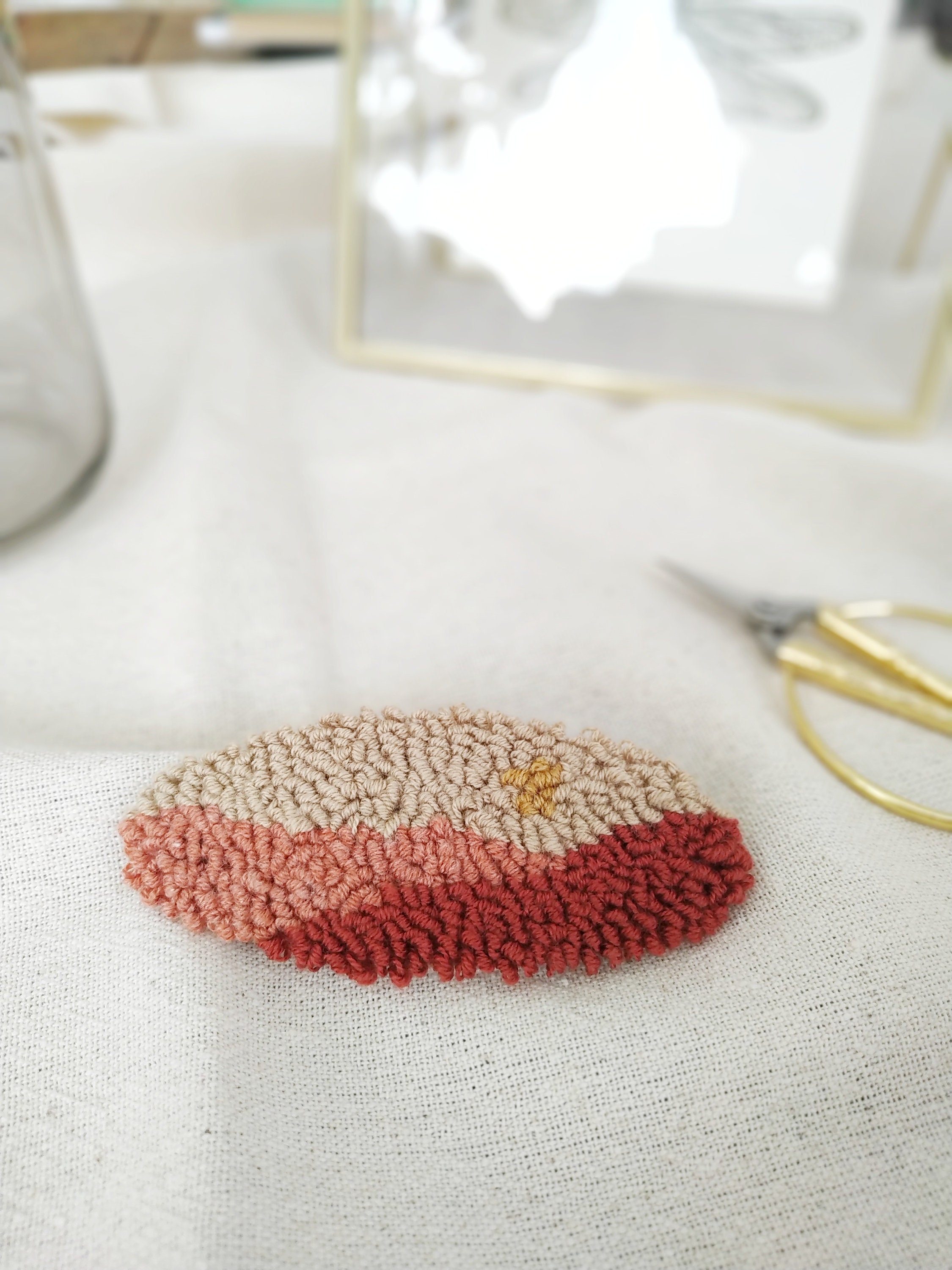 Punch Needle Embroidery Hair Clip Flower Hair Pin Hand Made Etsy