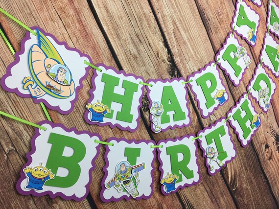 Buzz Lightyear Happy Birthday Banner Toy Story Party Etsy