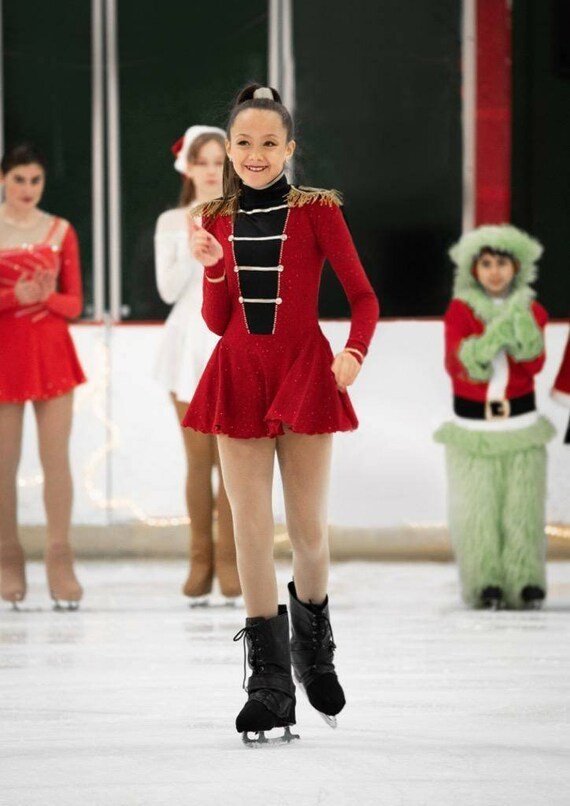 red ice skating dress