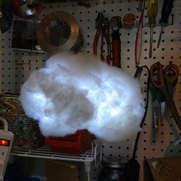 Hanging Cloud light- 10” wide, battery operated and  remote controlled- dimmable, light timer and more!  LED cloud light for nursery