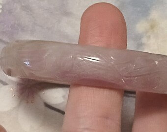 60mm Lavender Pink Carved Jadeite Jade Bracelet Bangle #510