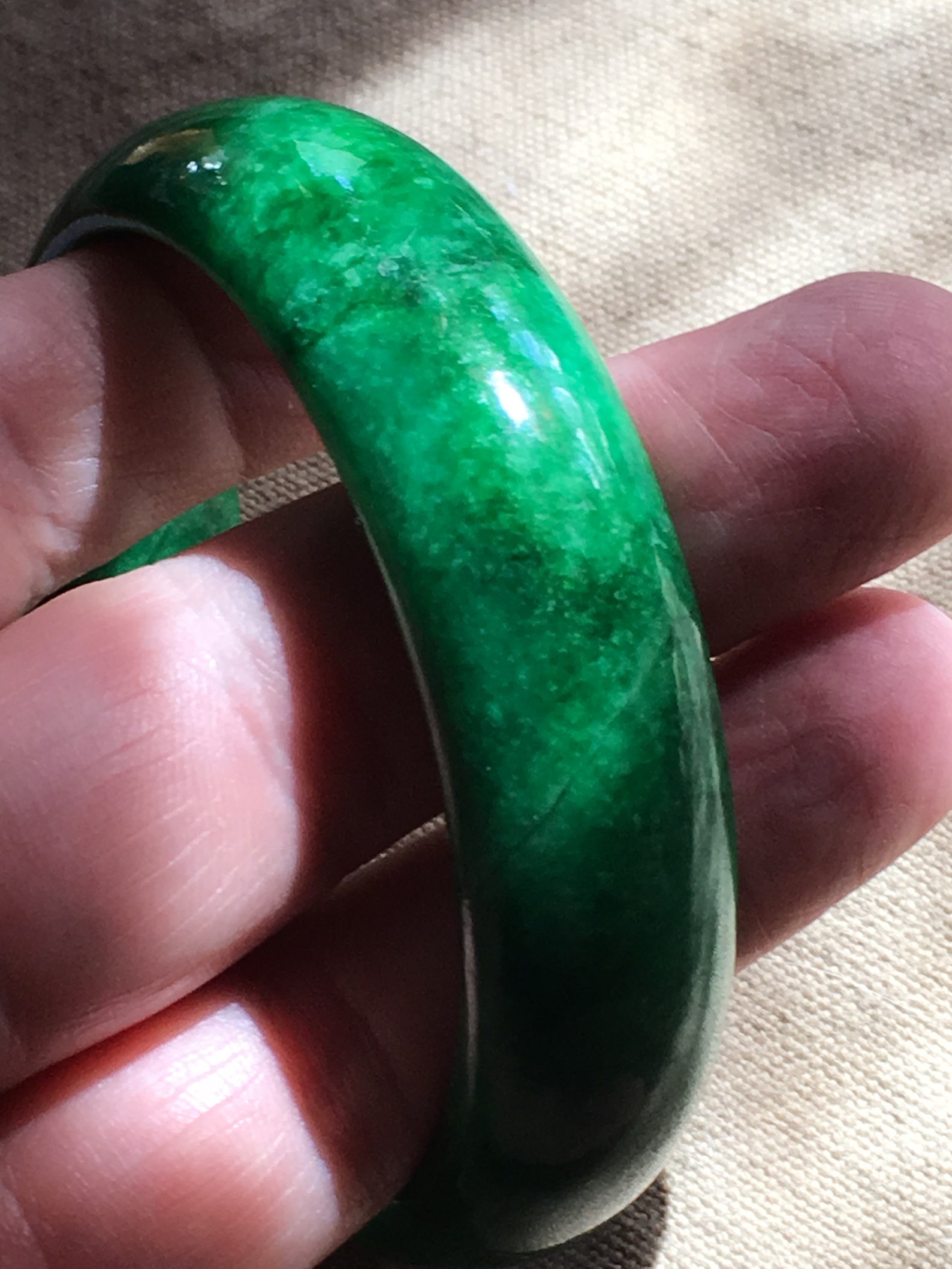 62.53 Mm Spinach Green Jadeite Bangle Bracelet 421 Thick Etsy