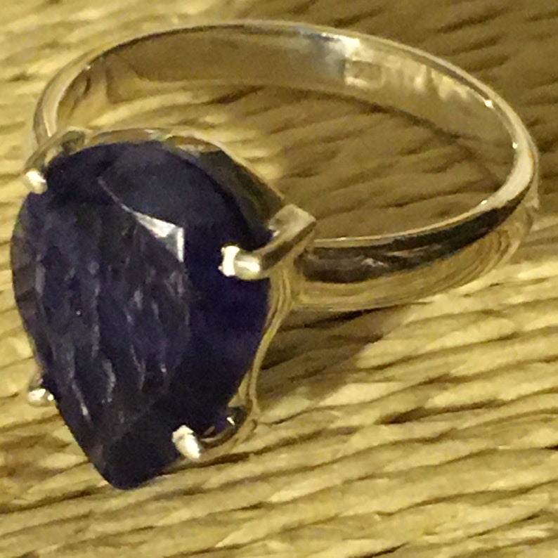 Sz7 Sapphire Hand-crafted shops Ring Band Sterling Silver Gem
