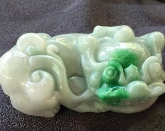 PiXiu Dragon Feicui #6011 Green Very Special Large luscious Certified Type A Jadeite Jade Pendant