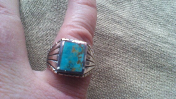 Size 11 Handsome!  Handmade SouthWest Turquoise a… - image 2