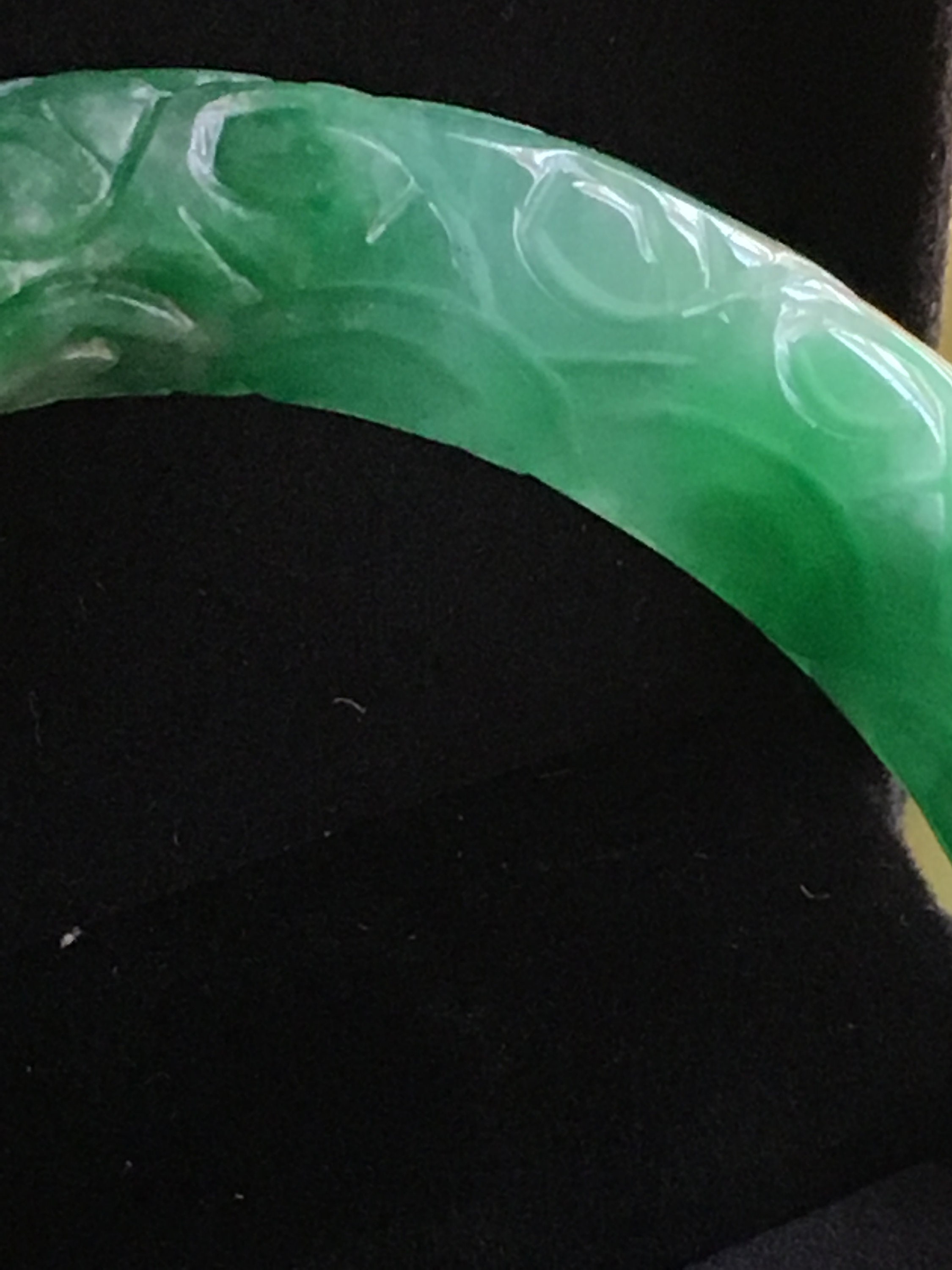 60mm Jadeite Jade Green Moire Hand Carved Bangle Bracelet 120 - Etsy