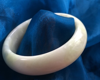 67mm x 19.75mm Creamy Delight Buttery Lantian Jade Thick Natural Hand-Carved Unisex #Man Bangle #210
