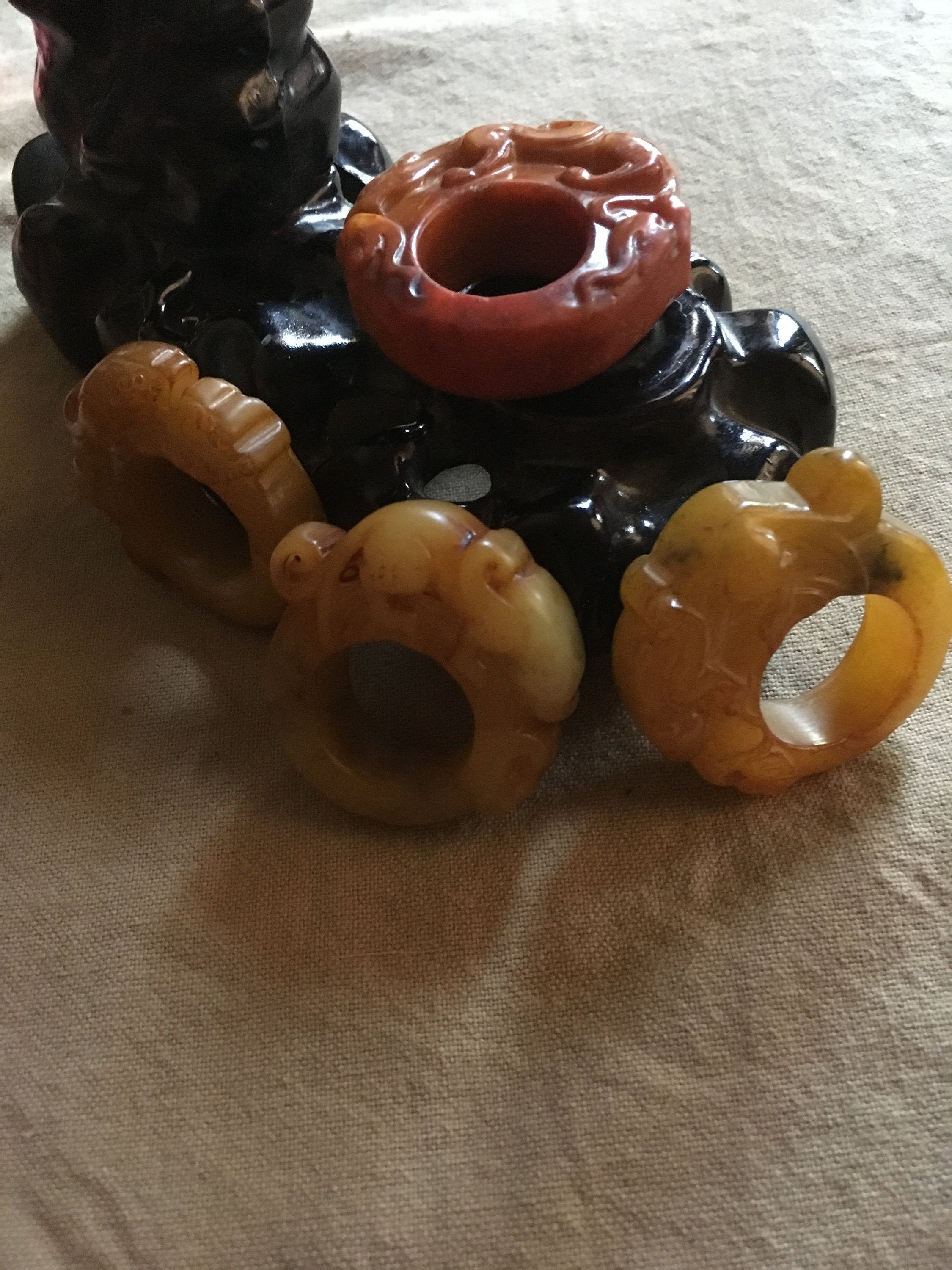 Yellow XiuYu Nephrite Jade Warrior Archer's Thumb Ring Dragon 4Designs  Replicated from Hongshan Design Size 13 US