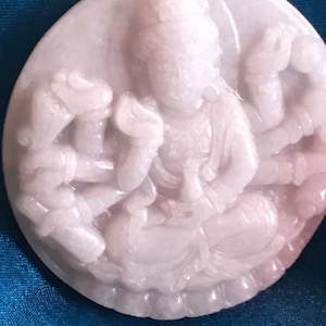Lavender Jade Disc Kwan Yin Grade A Subtle Hand carved Jadeite Jade Pendant Bodhisattva #8070 18&quot; Large Icy Chain Necklace