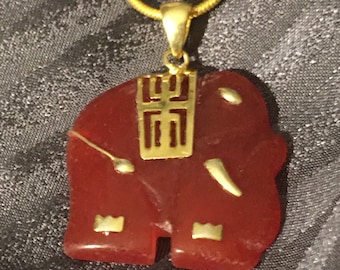 Jade Festivities Elephant Necklace in Green or Reddish-Orange!