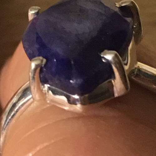 Sz7 Sapphire Hand-crafted shops Ring Band Sterling Silver Gem