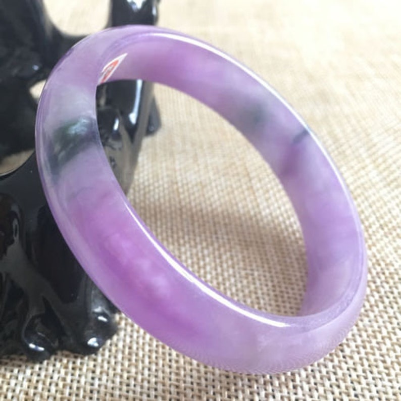 58mm Lavender Jadeite JADE with Flower Bracelet Bangle #886
