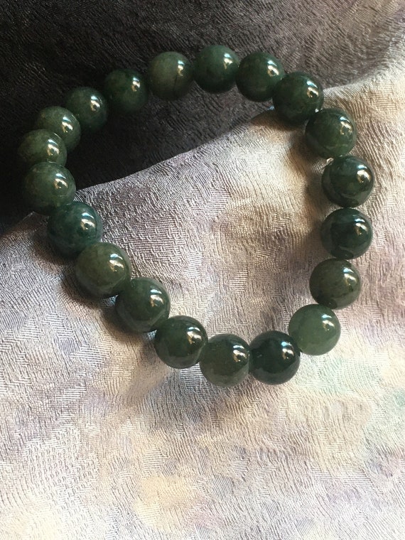 Forest Green Jadeite Jade 9-10mm Natural Type A w… - image 1
